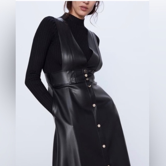 Zara Dresses & Skirts - NWOT RARE ZARA FAUX LEATHER DRESS 🖤